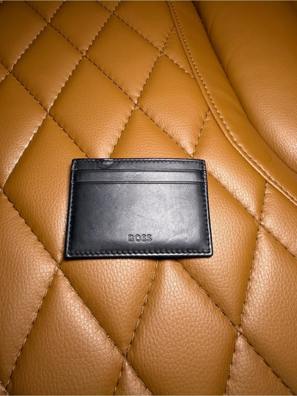 BOSS Black Leather Card & Key Sleeve